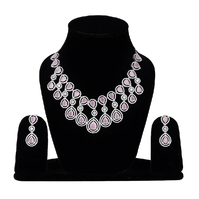 Stylish Gold Necklaces-Exotica Collection American Diamond CZ Necklace Set