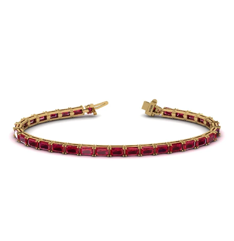 Luxury Beaded Bracelets-Emerald Cut Ruby Tennis Bracelet - Rachel No. 10