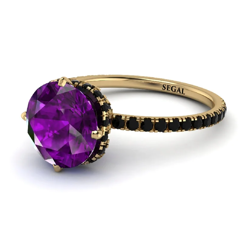 Customizable Diamond Rings-Double Hidden Halo Amethyst Engagement Ring - Angelina No. 307