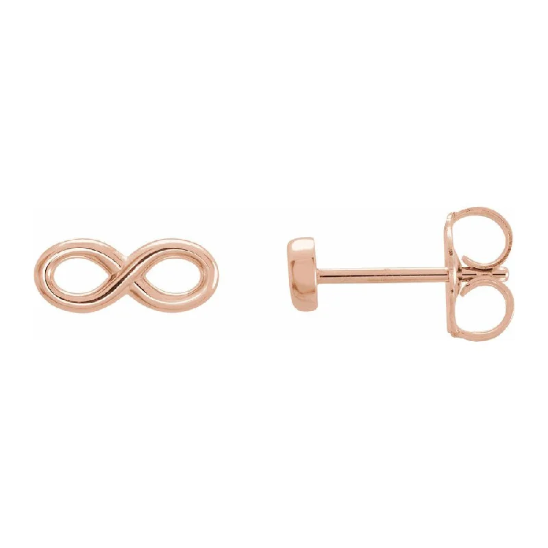 Oval Dangle Earrings-14K Yellow, White or Rose Gold Infinity Inspired Post Earrings 3.5x9mm