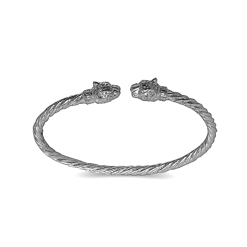 Luxury Wedding Bangle Sets-Better Jewelry Jaguar Head Coiled Rope West Indian Bangle .925 Sterling Silver MADE IN USA, 1 piece