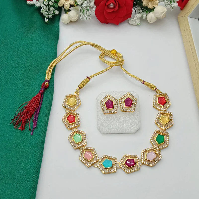 Layered Gemstone Necklaces-SP Jewellery Gold Plated Austrian Stone Necklace Set