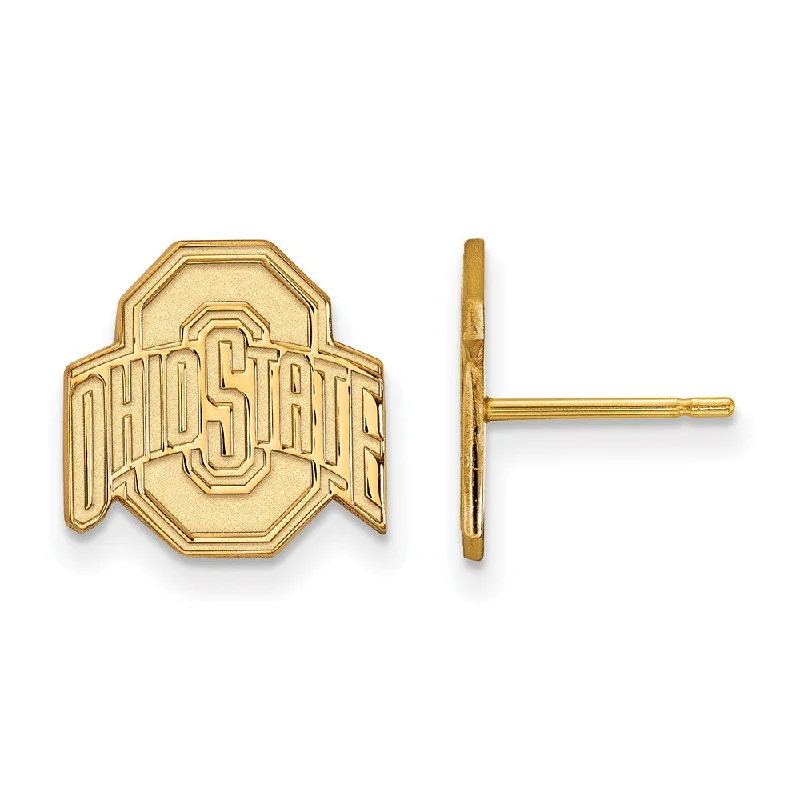 Artistic Stud Earrings-14k Gold Plated Silver Ohio State University SM Post Earrings