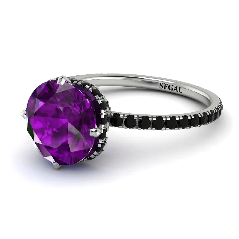 Personalized Wedding Rings-Double Hidden Halo Amethyst Engagement Ring - Angelina No. 309