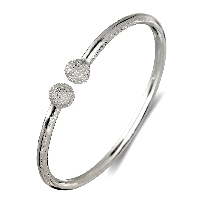 Luxury Diamond Bangles-Better Jewelry Textured Ball Ends .925 Sterling Silver West Indian Bangle 39 Grams, 1 piece