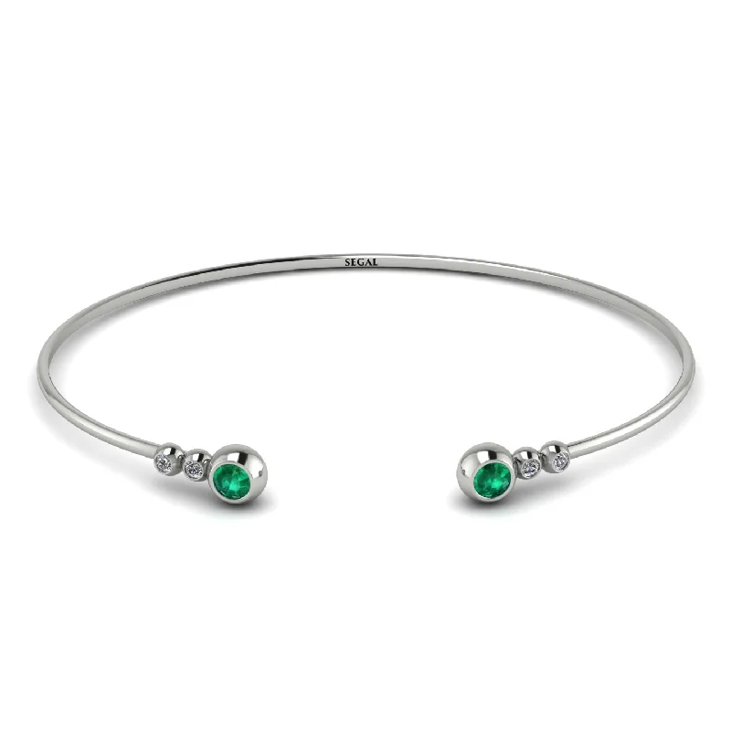 Handcrafted Tennis Bracelets for Women-Geometric Bezel Emerald Bracelet - Josie No. 6