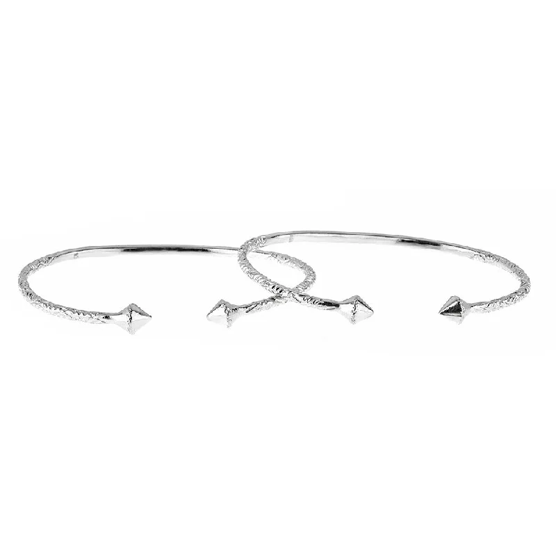 Bohemian Style Bangles-Better Jewelry Solid .925 Sterling Silver Slim Cone West Indian Bangles, 1 pair