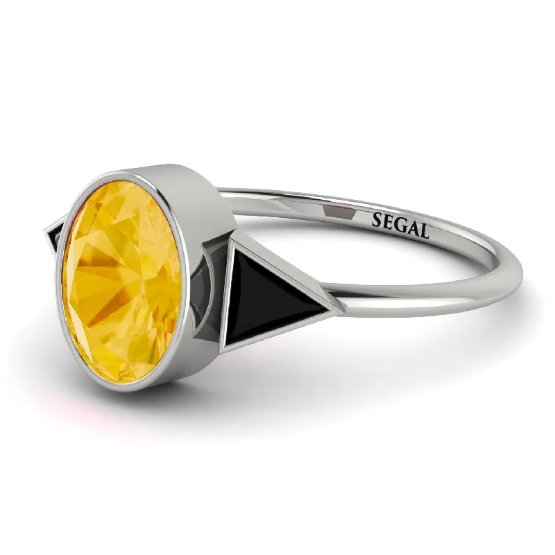 Bridal Diamond Rings-Geometrical Bezel Citrine Ring - Trinity No. 609