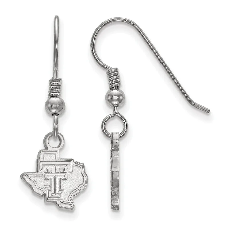 Unique Drop Earrings-Sterling Silver Texas Tech University XS (Tiny) Dangle Earrings