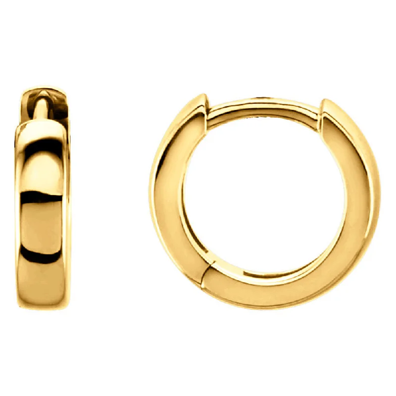 Wedding Jewelry Earrings-3 x 11.5mm (1/8 x 7/16 In) 14k Yellow Gold Hinged Round Hoop Earrings