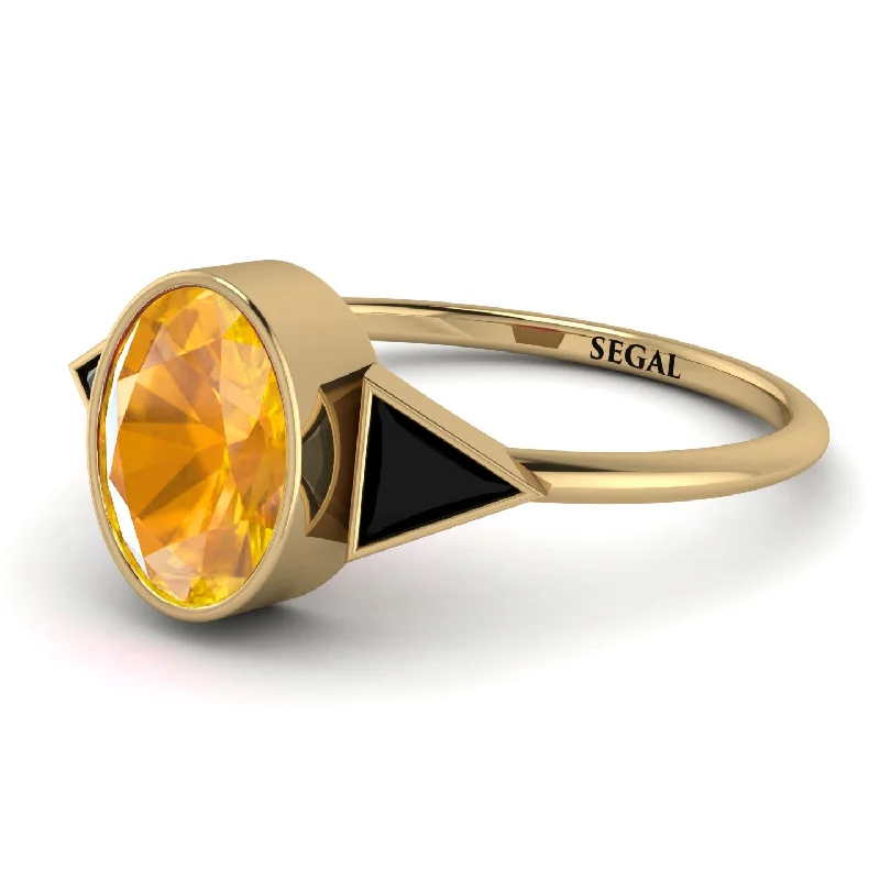 Modern Gemstone Rings-Geometrical Bezel Yellow Diamond Ring - Trinity No. 1007