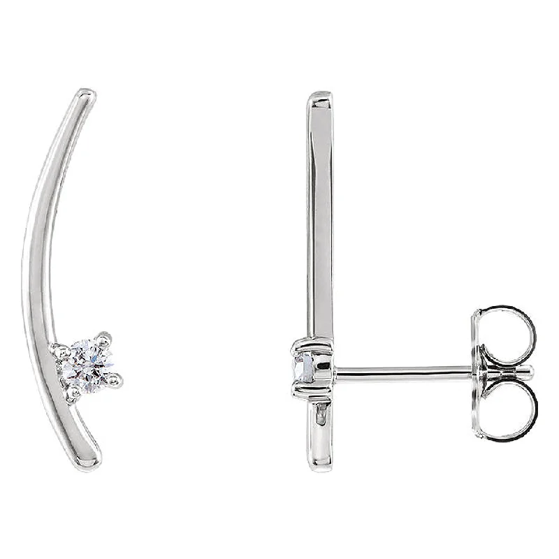 Dainty Gold Earrings-4mm x 18mm 14k White Gold 1/8 CTW (G-H, I1) Diamond Ear Climbers