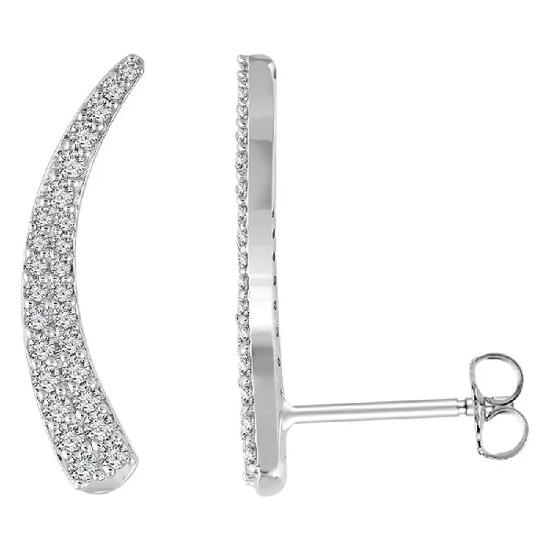 Luxury Gemstone Earrings-2 x 20mm 14k White Gold 3/8 CTW (H-I, I1) Diamond Tapered Ear Climbers