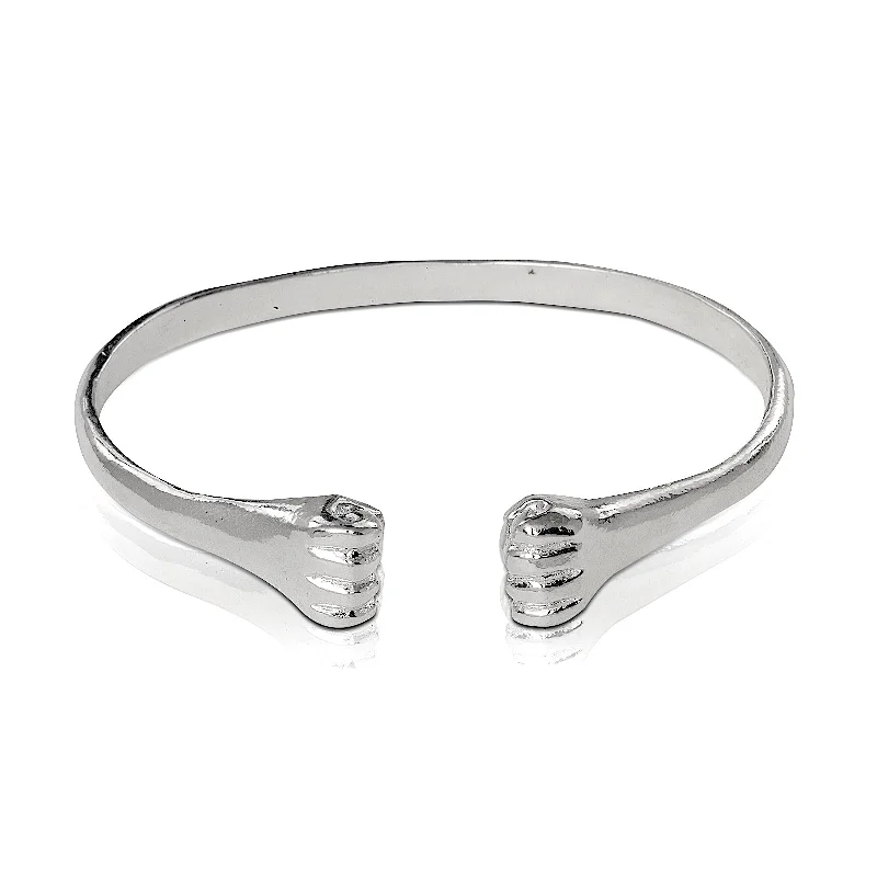 Stackable Silver Bangles-Better Jewelry .925 Sterling Silver Flat Fists Ends Bangle, 1 piece