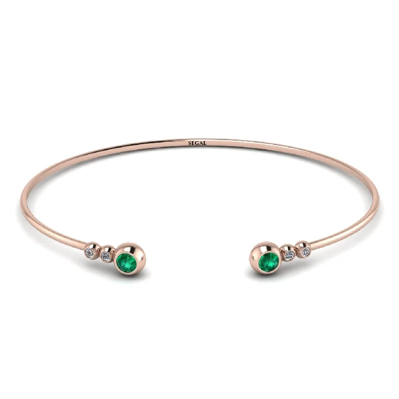 Trendy Name Bracelets-Geometric Bezel Emerald Bracelet - Josie No. 5