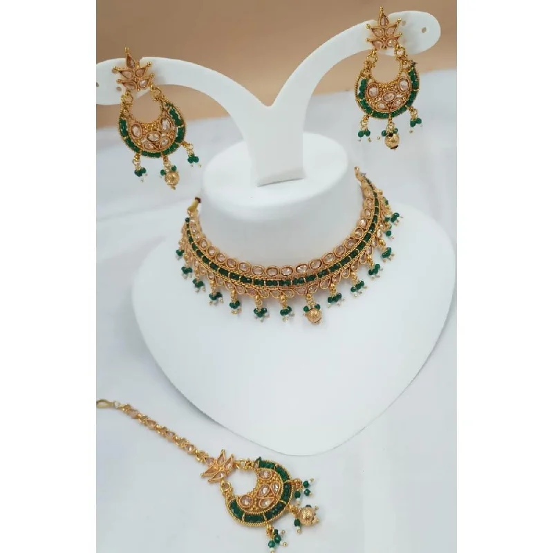 Delicate Heart Necklaces-Akruti Collection Gold Plated Crystal Stone Necklace Set