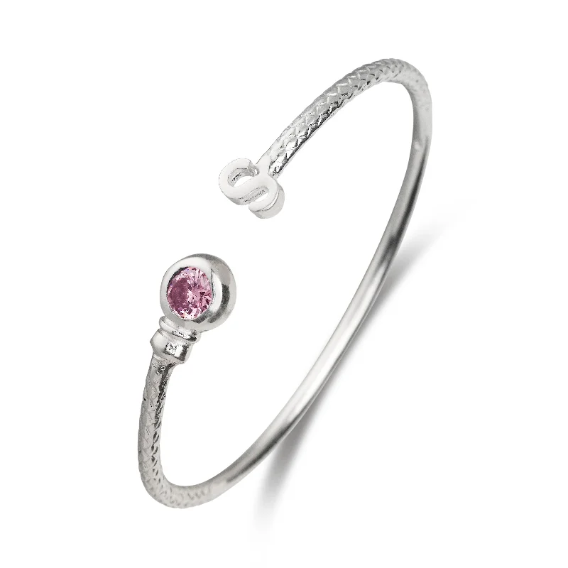 Colorful Bangle Bracelets-Better Jewelry .925 Sterling Silver Personalized Birthstone Initial Bangle