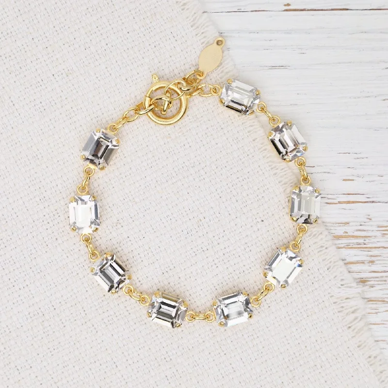 Sparkling Gold Tennis Bracelets-Black Diamond Crystal Bracelet