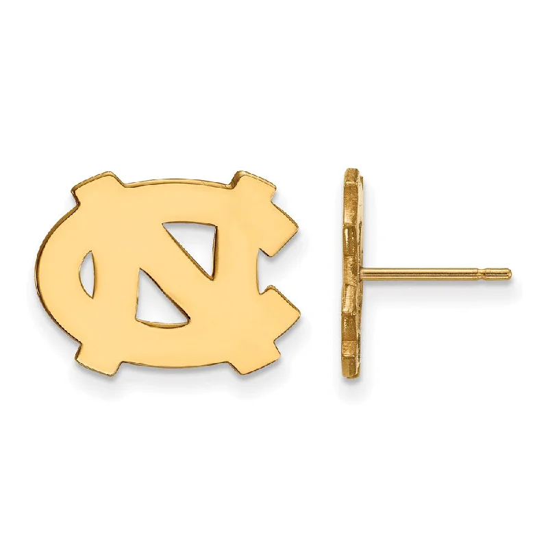 Elegant Gold Earrings-14k Yellow Gold U of North Carolina Small 'NC' Post Earrings