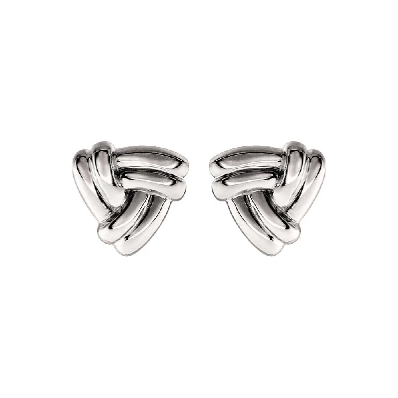 Elegant Silver Earrings-8mm Trinity Knot Stud Earrings in 14k White Gold