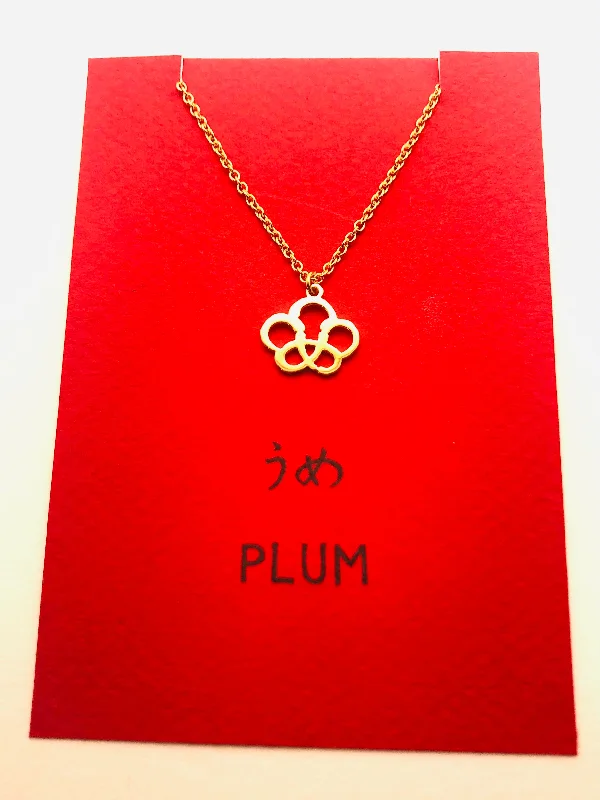 Beautiful Silver Pendant Necklaces-Plum in Hiragana Necklace