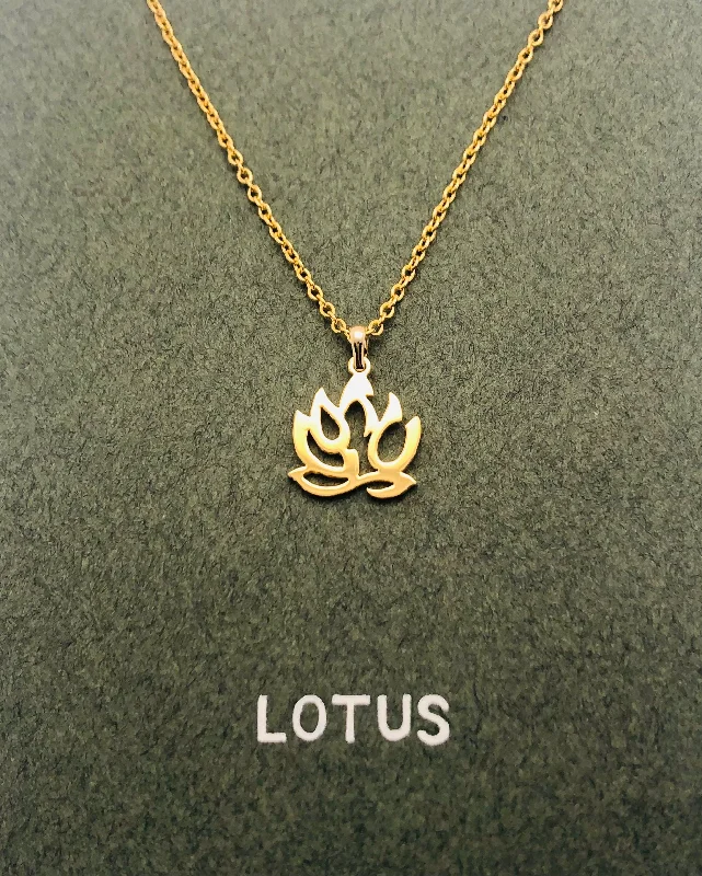 Bold Gold Necklaces-Lotus in English Necklace