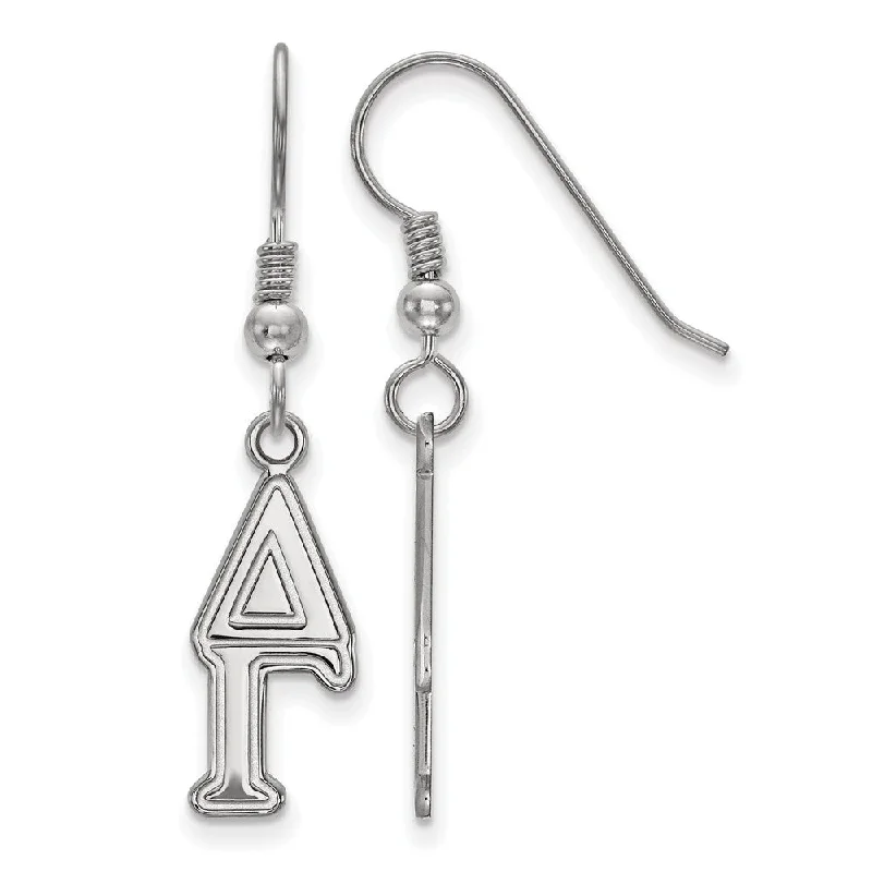 Antique Gold Earrings-Sterling Silver Delta Gamma Dangle Small Earrings