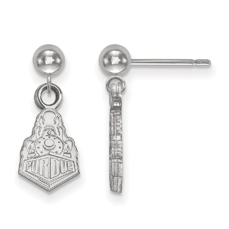 Round Drop Earrings-14k White Gold Purdue Ball Dangle Earrings