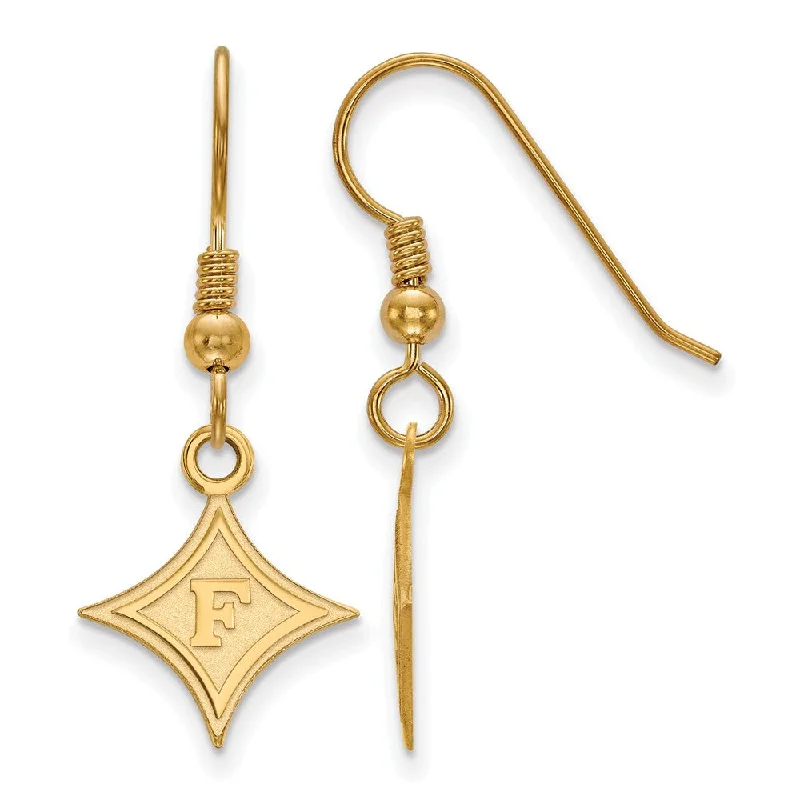 Simple Earrings for Everyday-14k Gold Plated Silver Furman University Small Dangle Earrings