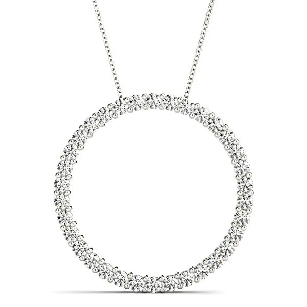 Personalized Necklace for Brides-1.02 ctw Diamond Circle Necklace Pendant Shared Prong Set