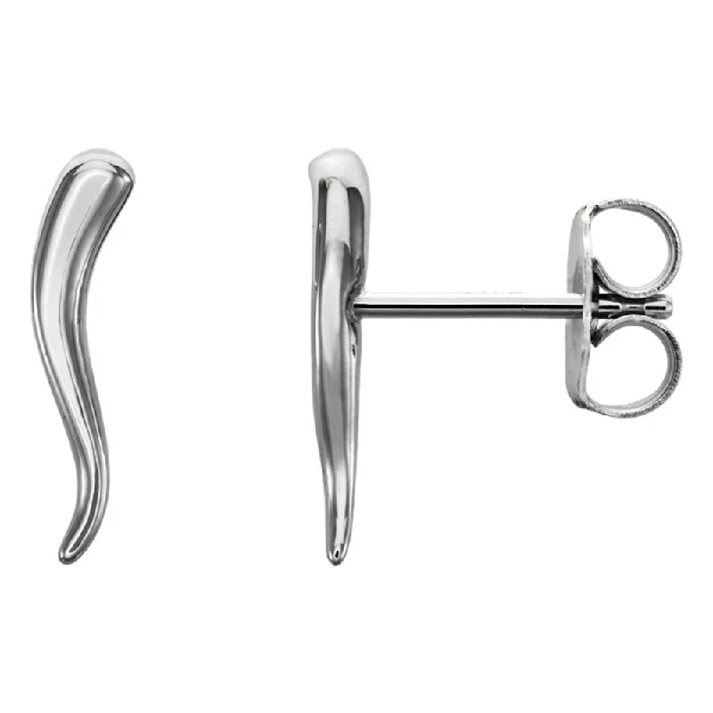 Lightweight Earrings for Women-2.8mm x 12mm (7/16 Inch) 14k White Gold Small Italian Horn Earrings