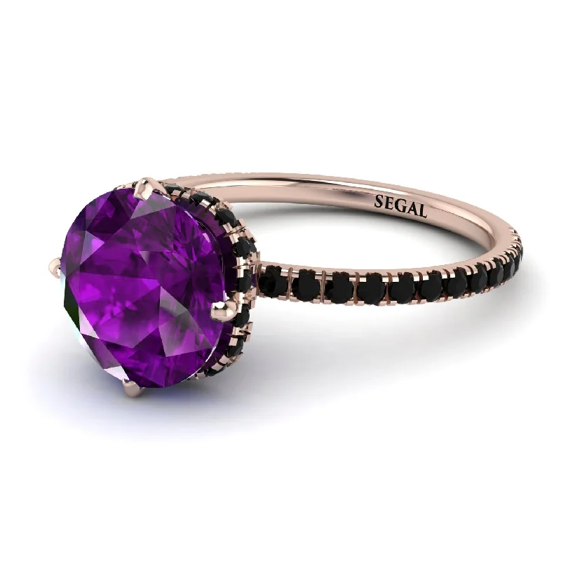 Luxury Gold Rings-Double Hidden Halo Amethyst Engagement Ring - Angelina No. 308