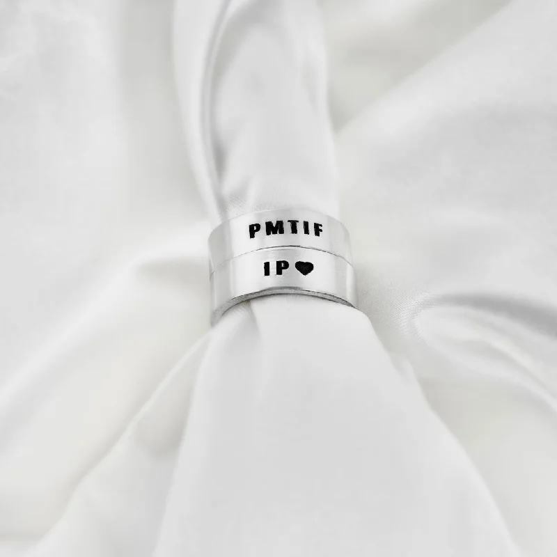 Simple Wedding Bands-"PMTIF & IP" Ring Set