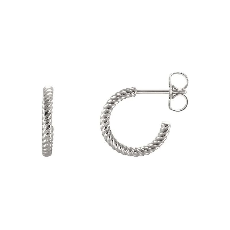 Classic Stud Earrings-Rope Hoop Earrings in Continuum Sterling Silver, 12mm (7/16 Inch)