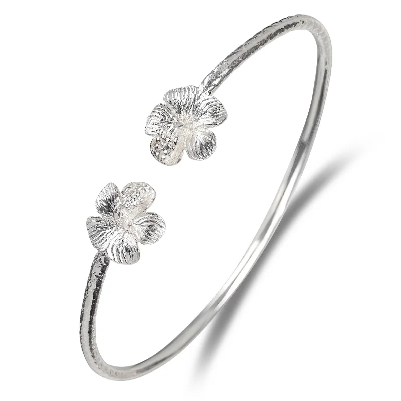 Simple Wedding Bangles-Better Jewelry Flower Hibiscus .925 Sterling Silver West Indian Bangles, 1 piece