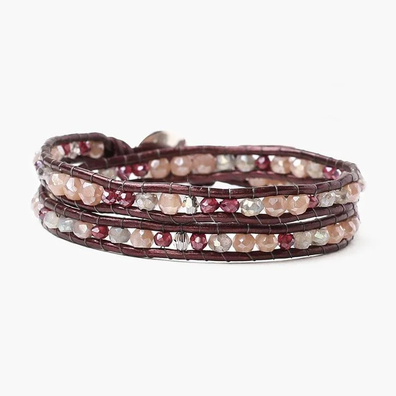 Sterling Silver Bracelets-Garnet Mix Sterling Silver 12" Double Wrap Bracelet