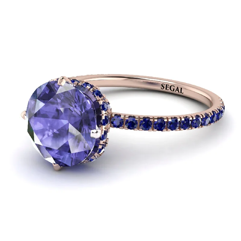 Handcrafted Gold Rings-Double Hidden Halo Tanzanite Engagement Ring - Angelina No. 214