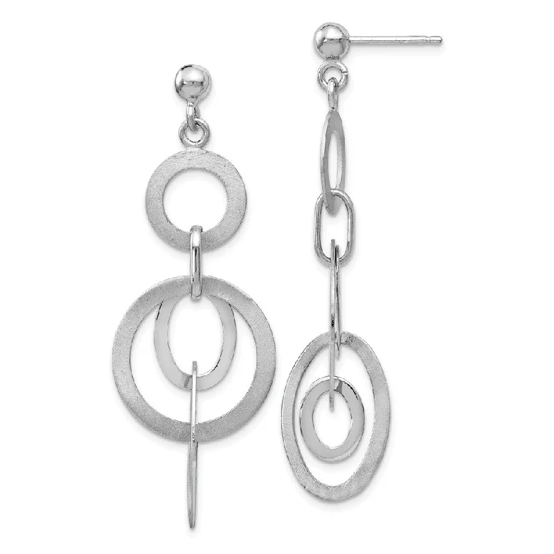 Everyday Earrings-Oval and Circle Link Dangle Post Earrings in Sterling Silver