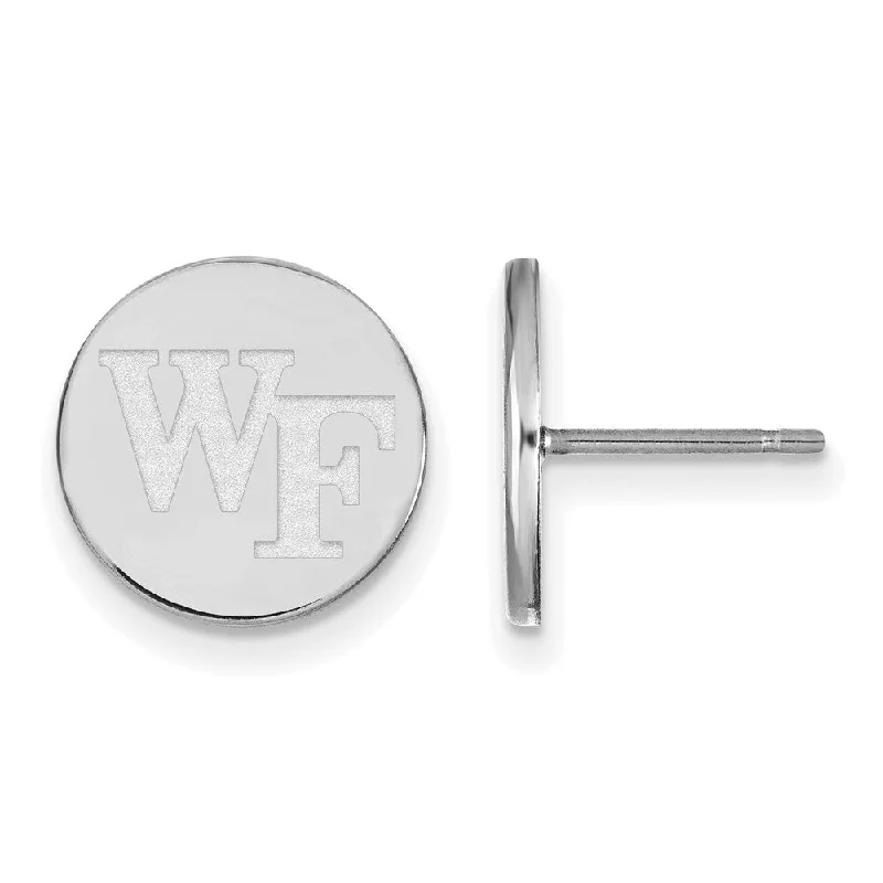 Retro Style Earrings-Sterling Silver Wake Forest University Small Disc Earrings