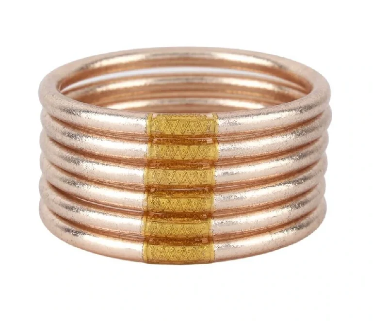 Stackable Silver Bangles-Budha Girl Champagne All Weather Bangles