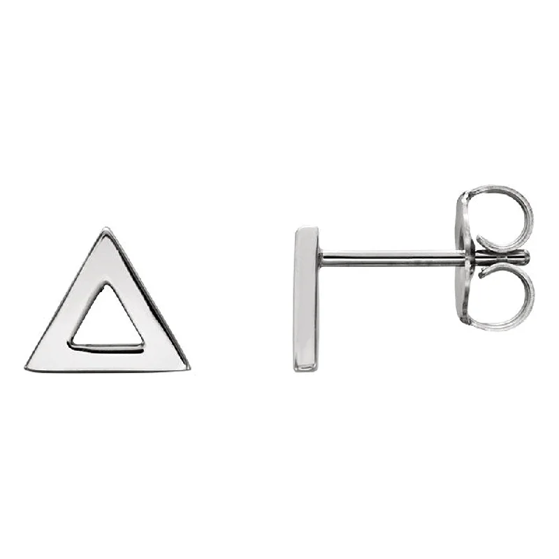 Luxury Pearl Earrings-7mm (1/4 Inch) Polished 14k White Gold Tiny Triangle Post Earrings