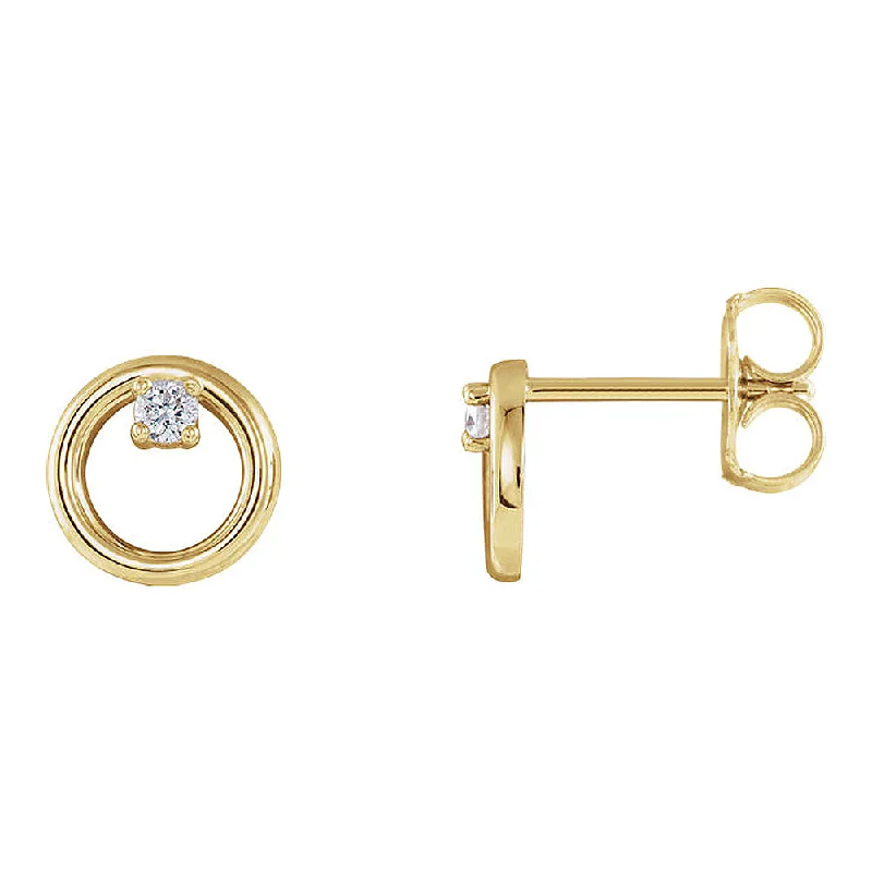 Simple Earrings for Everyday-7.25mm 14k Yellow Gold .06 CTW (G-H, I1) Diamond Circle Post Earrings