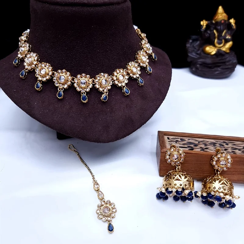 Gold and Silver Necklaces-JCM Mehndi  Plated Monalisa And Beads Necklace Set