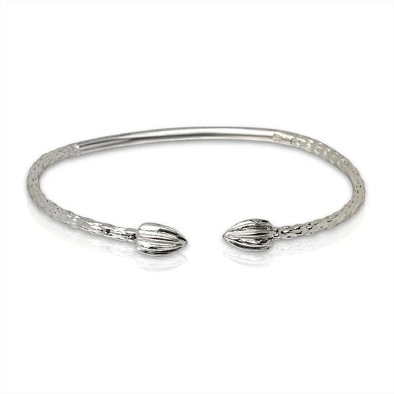 Fashionable Bangles for Women-Better Jewelry Cocoa Pods .925 Sterling Silver West Indian Bangle, 1 piece