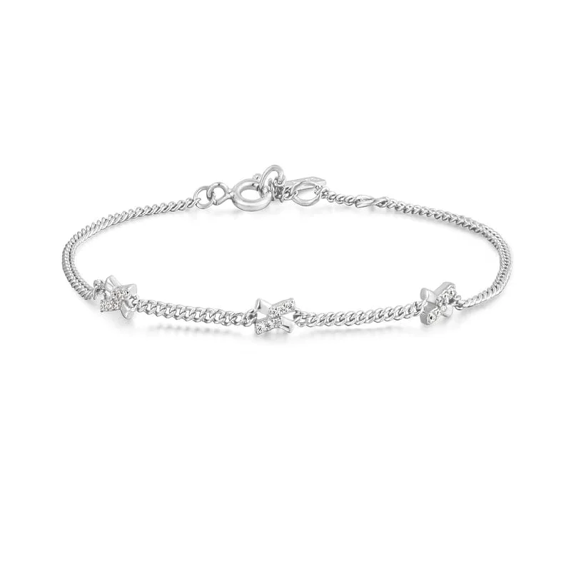 Sparkling Tennis Bracelets-Silver Cross Station Bracelet