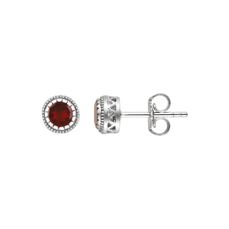 Luxury Stud Earrings-Garnet January Birthstone 8mm Stud Earrings in 14k White Gold