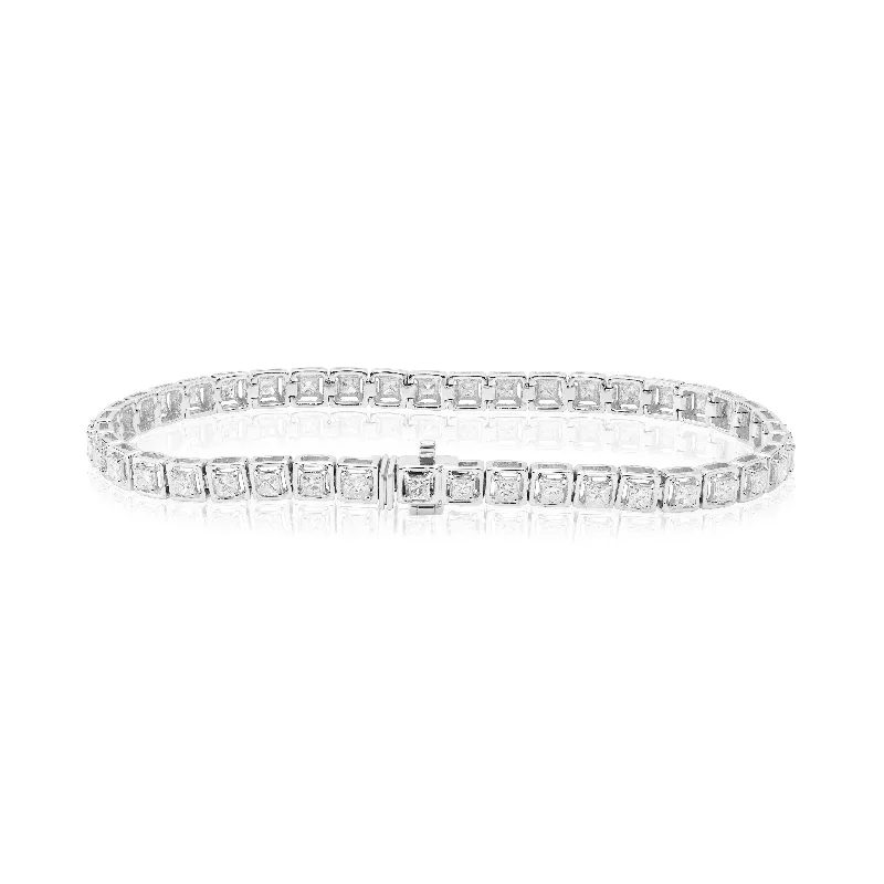 Stylish Chain Link Bracelets-14k Princess Cut Diamond Bracelet