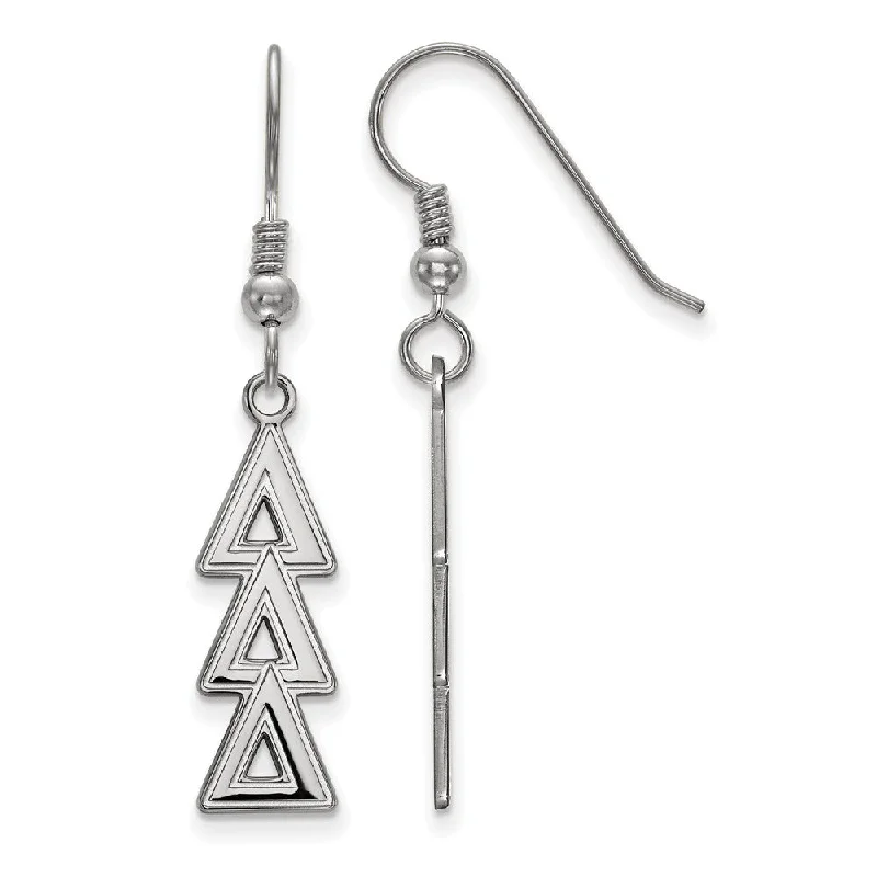 Cute Drop Earrings-Sterling Silver Delta Delta Delta Dangle Medium Earrings