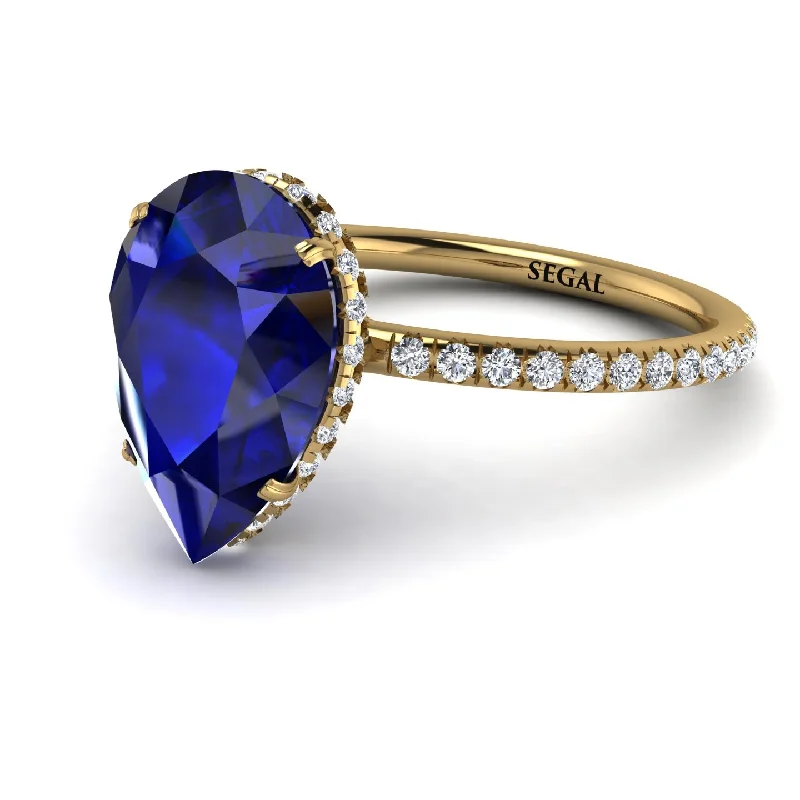 Trendy Engagement Rings-Hidden Halo Elegant Pear Sapphire Engagement Ring - Ariel No. 13