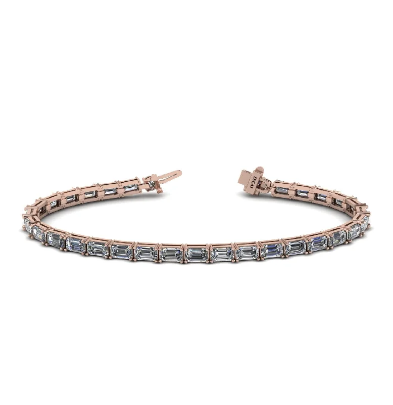 Classic Gemstone Bracelets-Emerald Cut Diamond Tennis Bracelet - Rachel No. 2